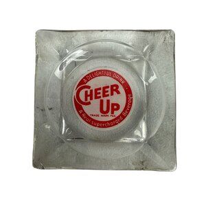 Vintage Cheer Up Beverage Glass Ashtray Collectible Advertising Memorabilia